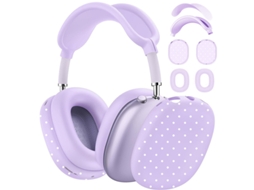 Capa de Silicone para Airpods Max, Estampado de Bolinhas Fofas, Resistente a Arranhõesroxoczhhmart