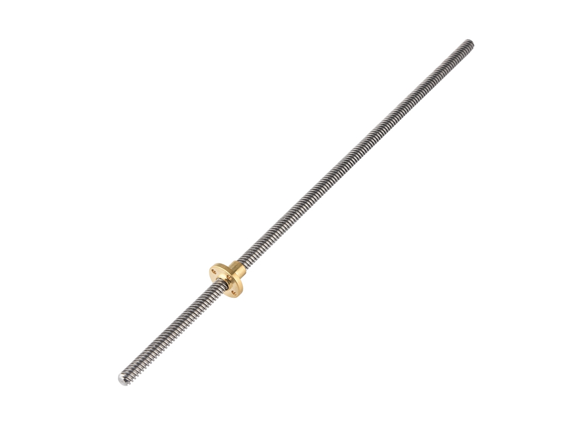 Tornillo De Guía Trapezoidal 8mm Acero Inoxidable Y Tuerca De Latón 350mm Para Impresora 3d