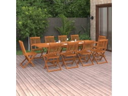 Vidaxl 11 Pcs Conjunto De Jantar Para Jardim 280x90x75cm Acácia Maciça