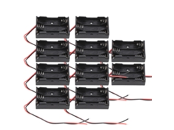 10 Porta Pilhas AAA com 3 compartimentos, caixa plástica com cabo S/MARCA