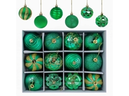Bolas de Natal, 12 Unidades, 6cm, Decorativas, Verde | S/MARCA