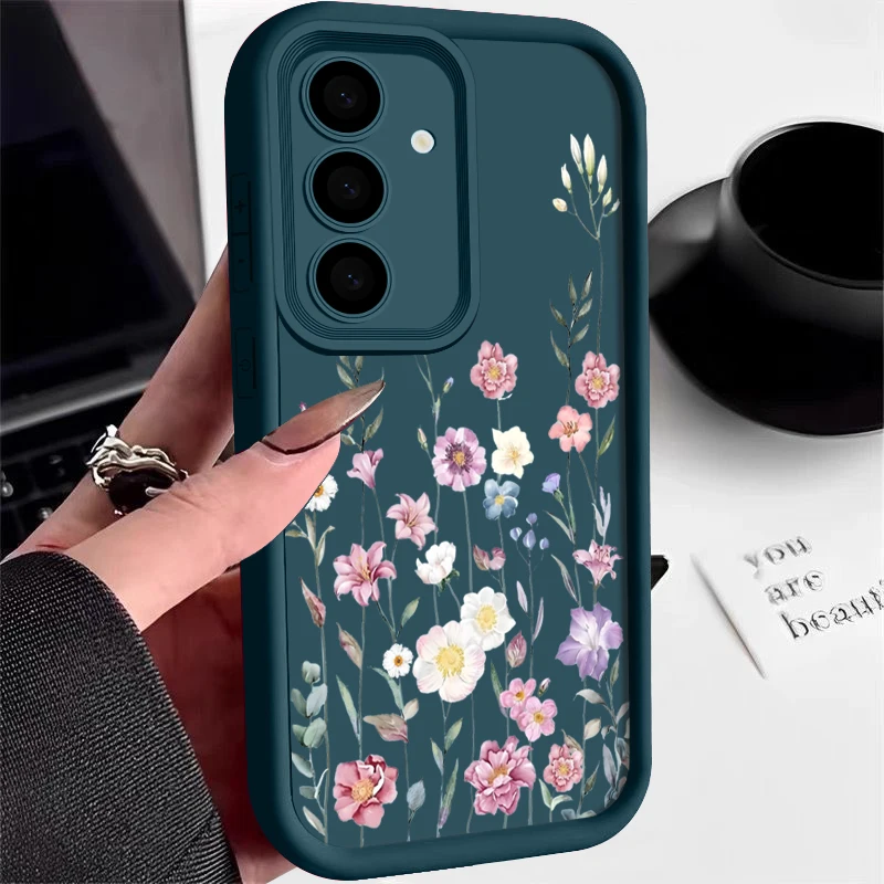 (azul) Capa De Celular Samsung Galaxy S21 Fe Em Tpu Com Estampa De Flor Fofa