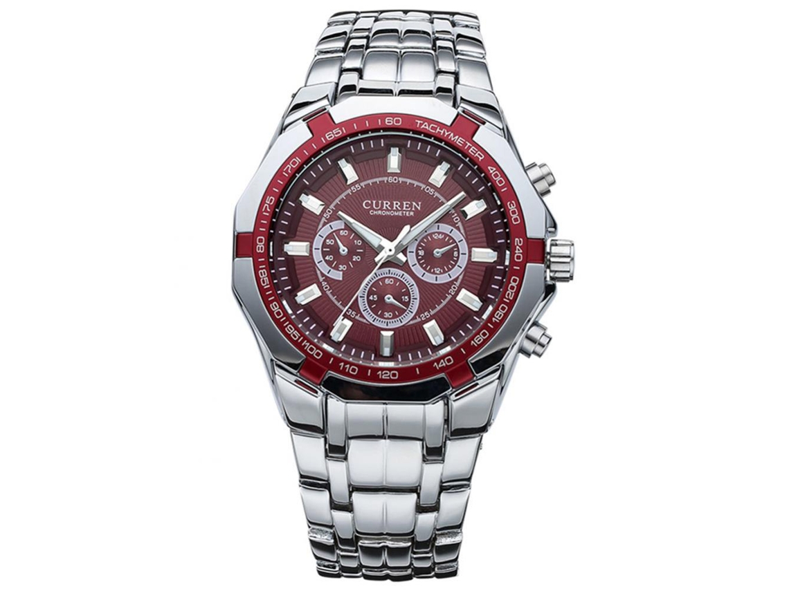 Relógio de pulso masculino Fashion Quartz Gentleman (Vermelho)