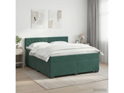 Vidaxl Cama Box Spring Com Colchão Verde-escuro 140 X 200 Cm Veludo