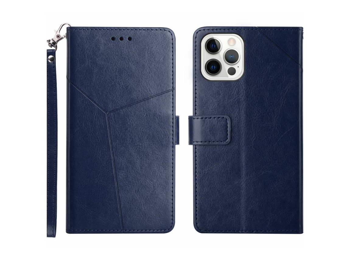 Capa Para Iphone 15 Pro Pele Sintética Azul