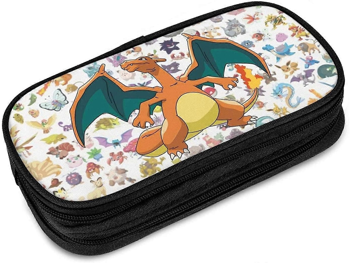Estojo grande com zíper duplo e estampa do Charizard. Material escolar para adolescentes e crianças. Sys20216 (fmy)