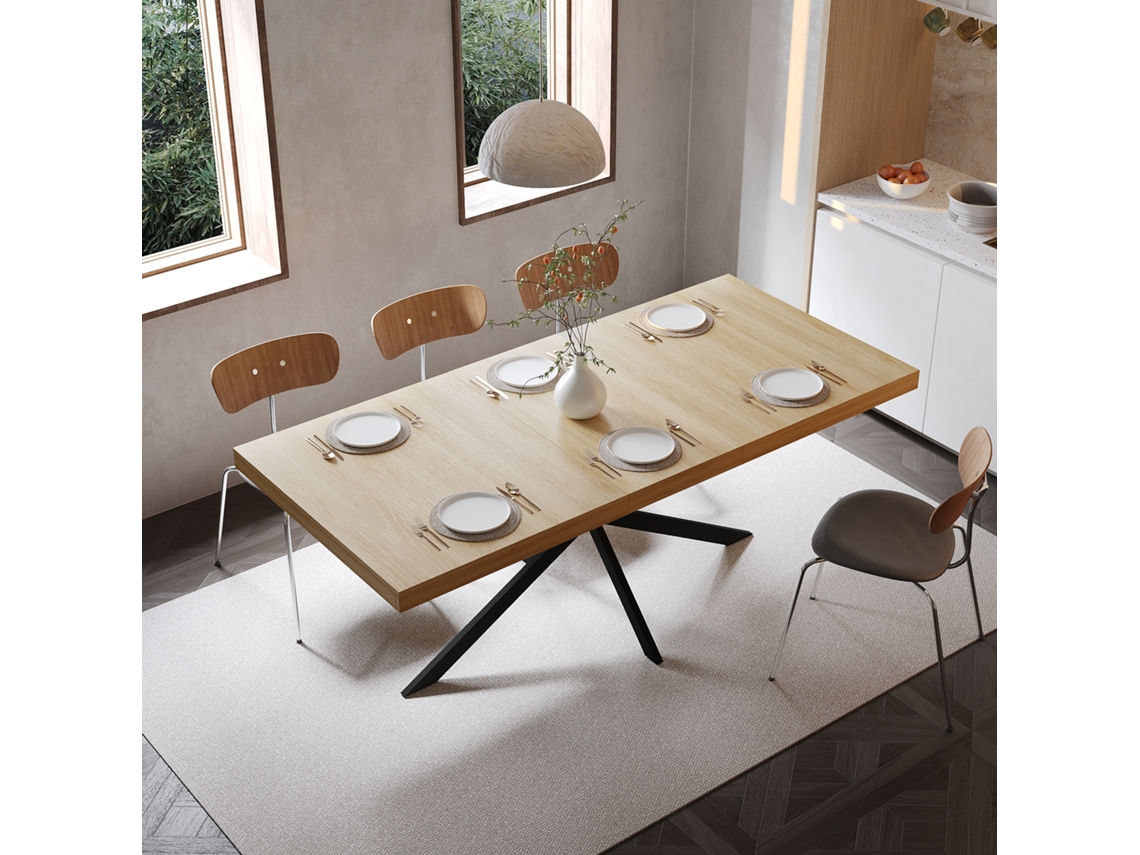 Mesa Retrô Extensível Natural 140 180cm 4 6p