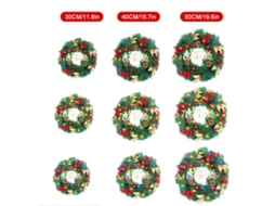 Coroa de Natal Artificial com Pinhas, Bagas e Luzes LED | S/MARCA