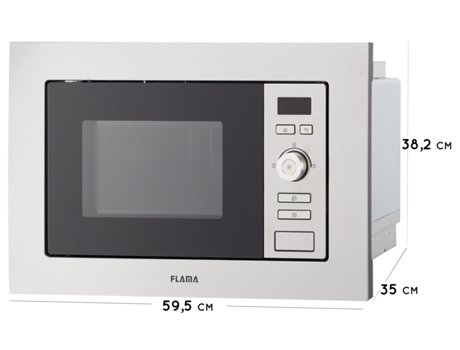 Micro-ondas Encastre FLAMA 9225FL (20 L - Com Grill - Inox) — 20 L | Com Grill | Interior Aço Inoxidável