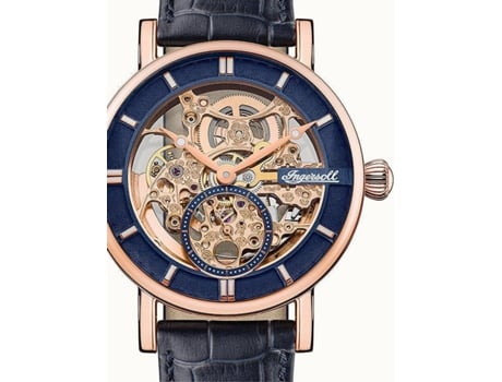 Relógio masculino em couro de bezerro azul The Herald Automatik I00407B INGERSOLL