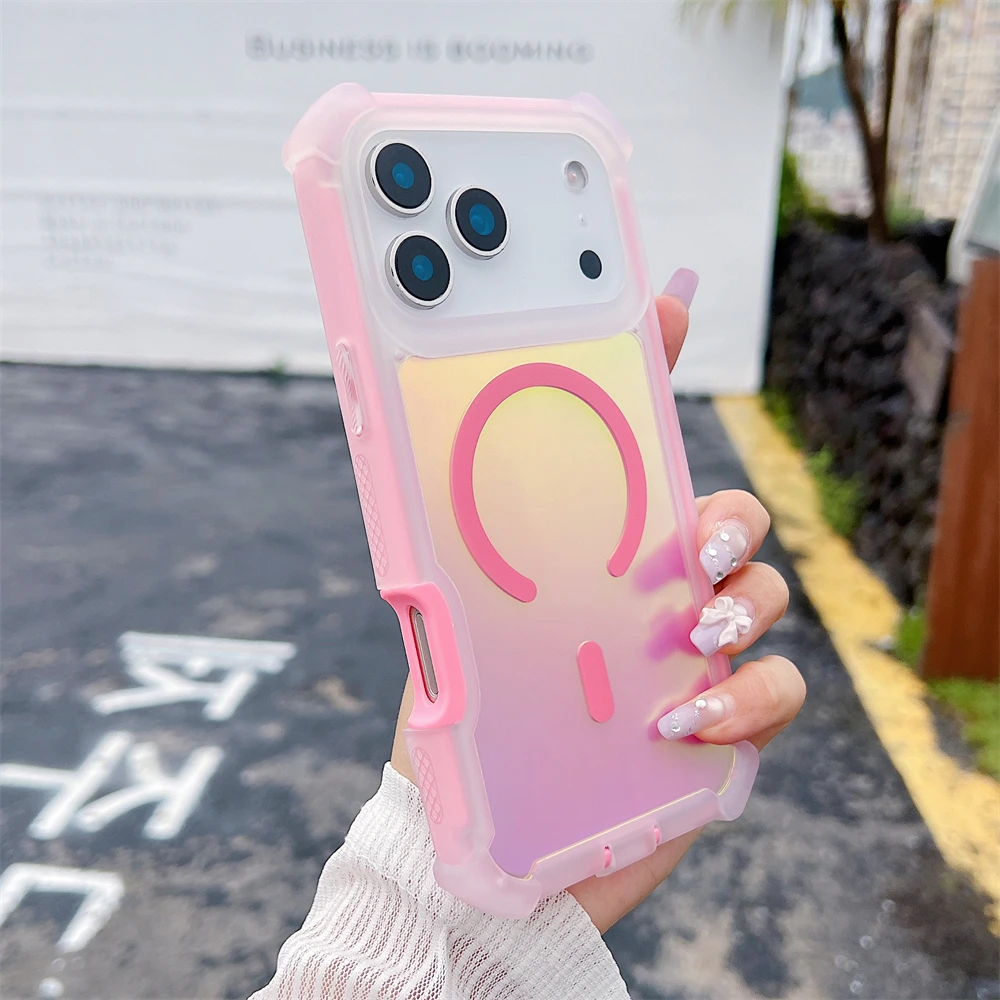 (iphone 17 Pro, Rosa) Capa Magnética À Prova De Choque Para Iphone Com Proteção Dupla Para A Câmera.
