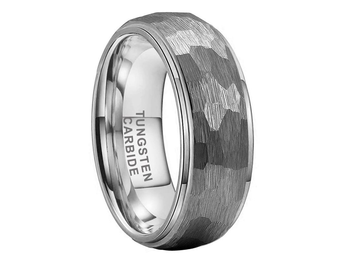 Anéis De Tungstênio Martelado De 8mm Para Homem E Mulher, Casamento E Compromisso, Anéis Confortáveis, 5 Cores
