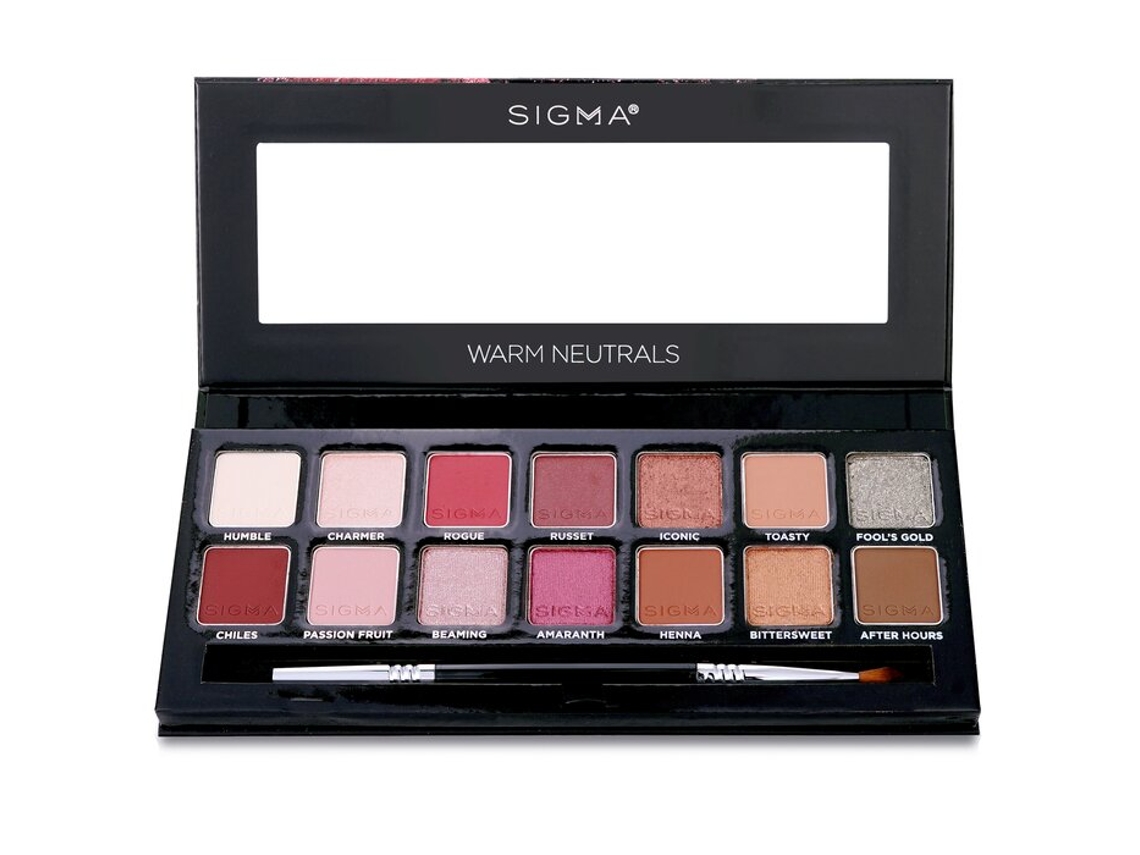Paleta de Sombras Tons Neutros Quentes 19,04g/0,67oz Sigma Beauty (14 sombras, 1 pincel de ponta dupla)