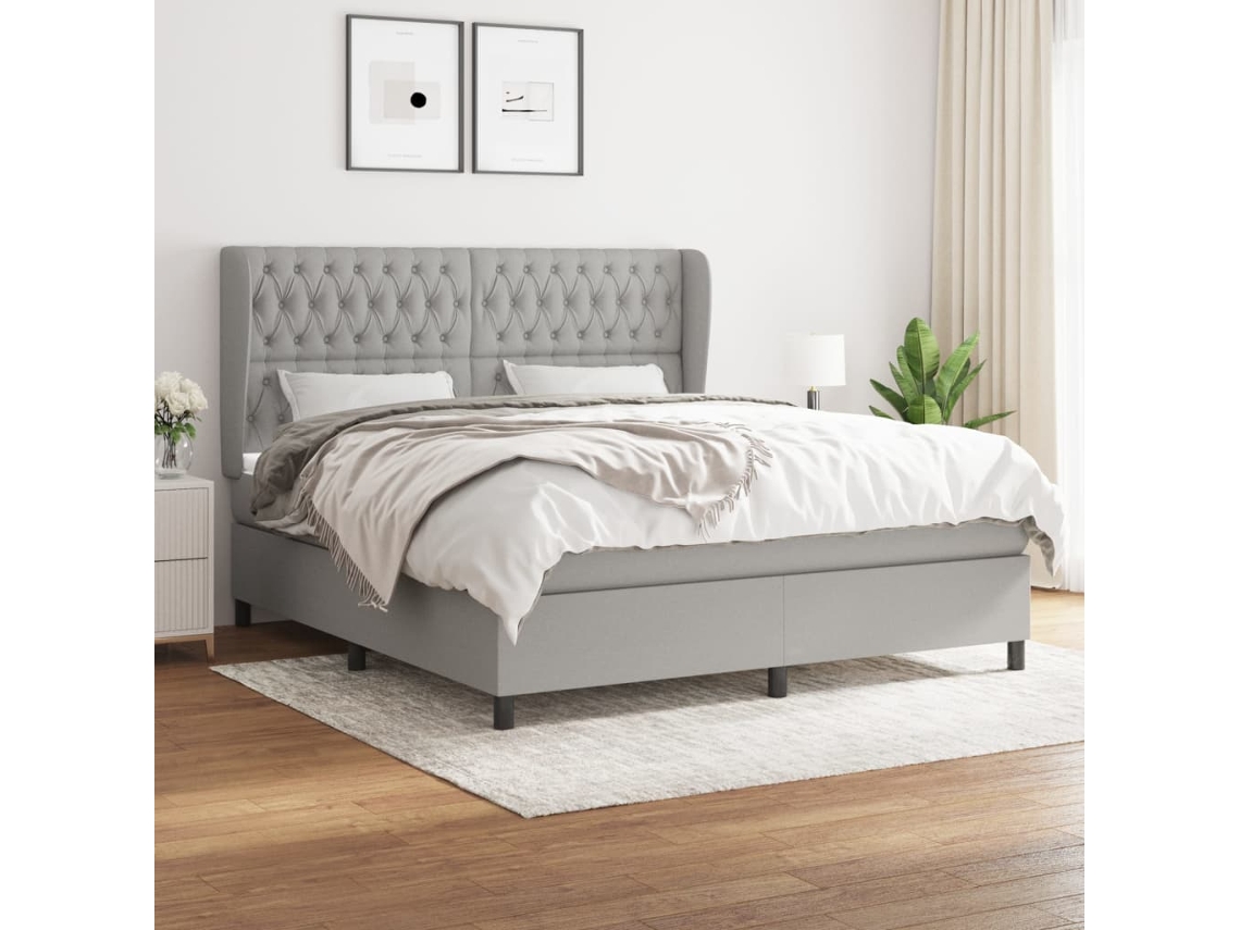 Vidaxl Cama Com Molas/colchão 180x200 Cm Tecido Cinzento-claro