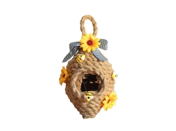 Pingente de Favo de Mel Festival Das Abelhas em Corda Tecida com Girassol para Decoração de Casa Jardim Pátio