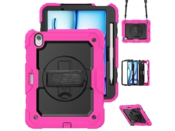 Capa Para Ipad Air 11 2026/2025/2024 11 Polegadas À Prova De Choque,com Suporte E Alça De Ombropreto + Rosa Vermelho