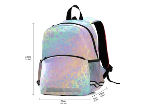 Mochila Infantil com Estampa de Leopardo Arco-Íris Linda e Pequena Mochila Escolar Adolescente Rosa Ouro