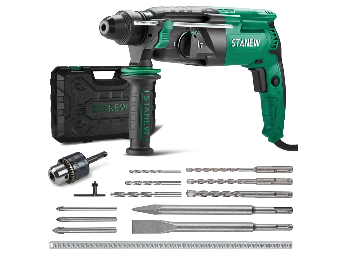 Furadeira De Impacto Sds Plus Com Fio De 950 W, Com Conjunto De Acessórios De 16 Peças, 0-1150 Rpm/5100 Golpes/min, Adequada Para Concreto, Aço E