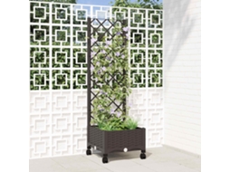 Vidaxl Vaso De Jardim Com Treliça E Rodas Castanho 40 X 40 X 131,5 Cm