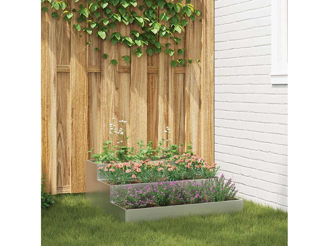 Vidaxl Vaso De Jardim Prateado 90 X 90 X 35 Cm Aço Galvanizado