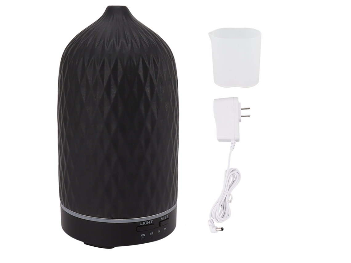 Humidificador difusor de óleos essenciais cerâmico com 7 luzes LED névoa fria ultrassom