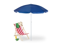 Guarda-sol Relaxdays, Ø 160 Cm, Reclinável, Altura Ajustável, Proteção Uv, Com Bolsa, Ideal Para Praia E Balcão, Azul