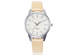 Relógio de Pulso Feminino de Quartzo com Pulseira de Couro Pu Vansvar Estilo Casual Branco Leite