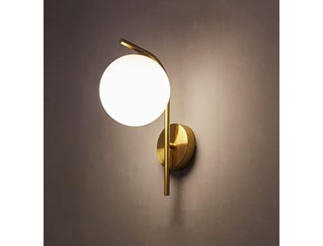 Lâmpada De Parede Moderna Com Abajur De Vidro Redondo, Luzes De Parede E27 Acabamento Dourado Para Quarto Sala Corredor Decoração Nernnernv