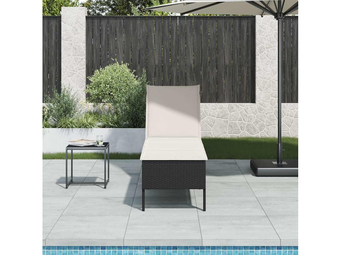 Vidaxl Espreguiçadeira Com Almofadão 55x200x44 Cm Vime Pe Preto