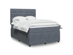 Vidaxl Cama Com Molas/colchão 140x200 Cm Veludo Cinzento-escuro
