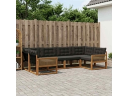 Vidaxl Conjunto De Sofás Para Exterior 6 Pcs Natural E Preto