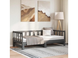 Vidaxl Estrutura Sofá-cama De Puxar 2x(90x190) Cm Pinho Maciço Cinza