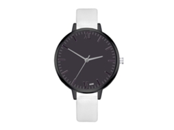 Relógio de Pulso Feminino de Quartzo com Pulseira de Couro Pu Estilo Simples Branco Zhoulianfa