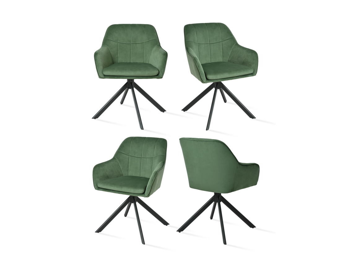 Conjunto de 4 Cadeiras de Jantar GOEURVANT Verde Floresta Veludo