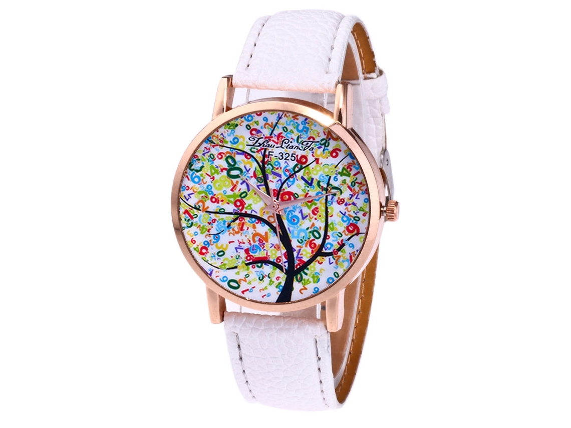 Relógio de Pulso de Quartzo para Mulheres e Homens com Pulseira de Couro Branco