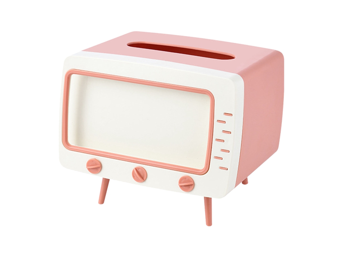 Caixa de Papel Higiênico Tv Retro com Suporte para Celular Rosa S/MARCA