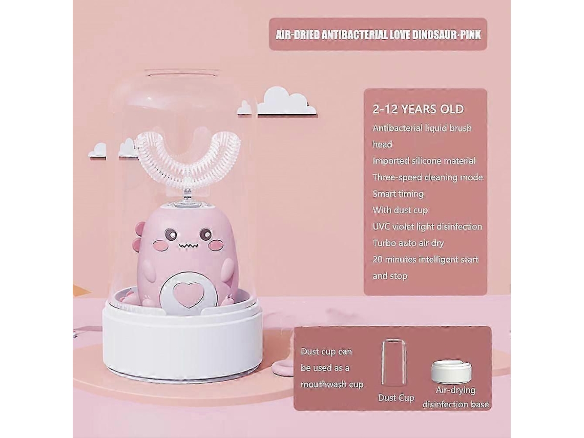 Escova de Dentes Infantil em Formato U, Ultrassônica Silicone com Rotação 360 ​​graus, Escov a Automática À Pr GOKOCO