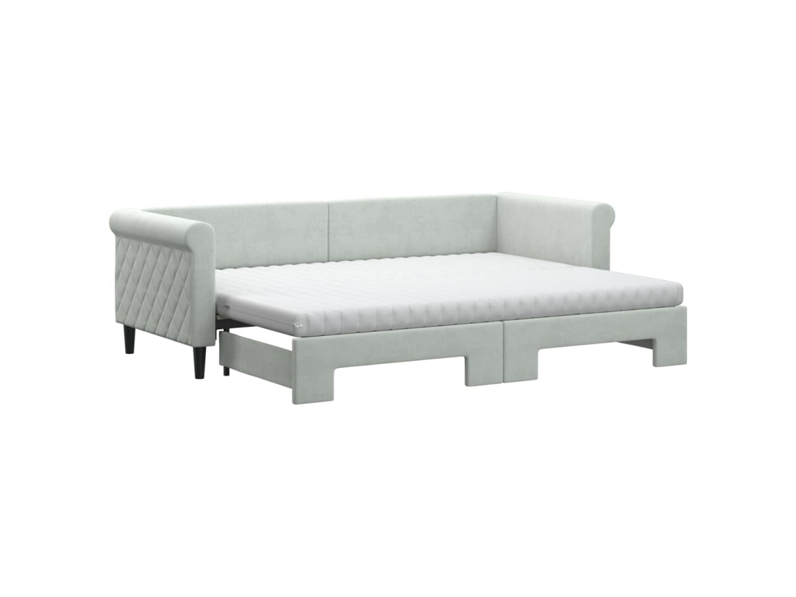 Sofá-cama com gavetão VIDAXL Cinzeto Veludo (80x200 cm)