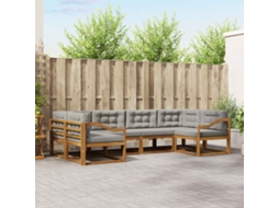 Vidaxl Conjunto De Sofás Para Exterior 6 Unid. Cinza Natural E Claro