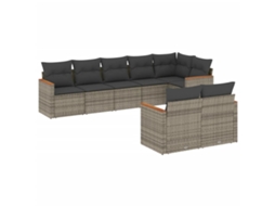 Conjunto de 8 Sofás de Jardim com Almofadões Vime Pe Cinzento MAISON EXCLUSIVE (8 pcs)