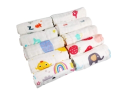 Toalhas de Muslin para Bebê Nova LINE, 10 peças, Reutilizáveis, Algodão, Estilos Aleatórios