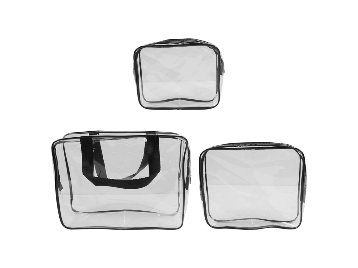 Bolsa de Maquiagem Transparente Pvc À Prova D'água Grande Capacidade Portátil para Viagem e Armazenamento