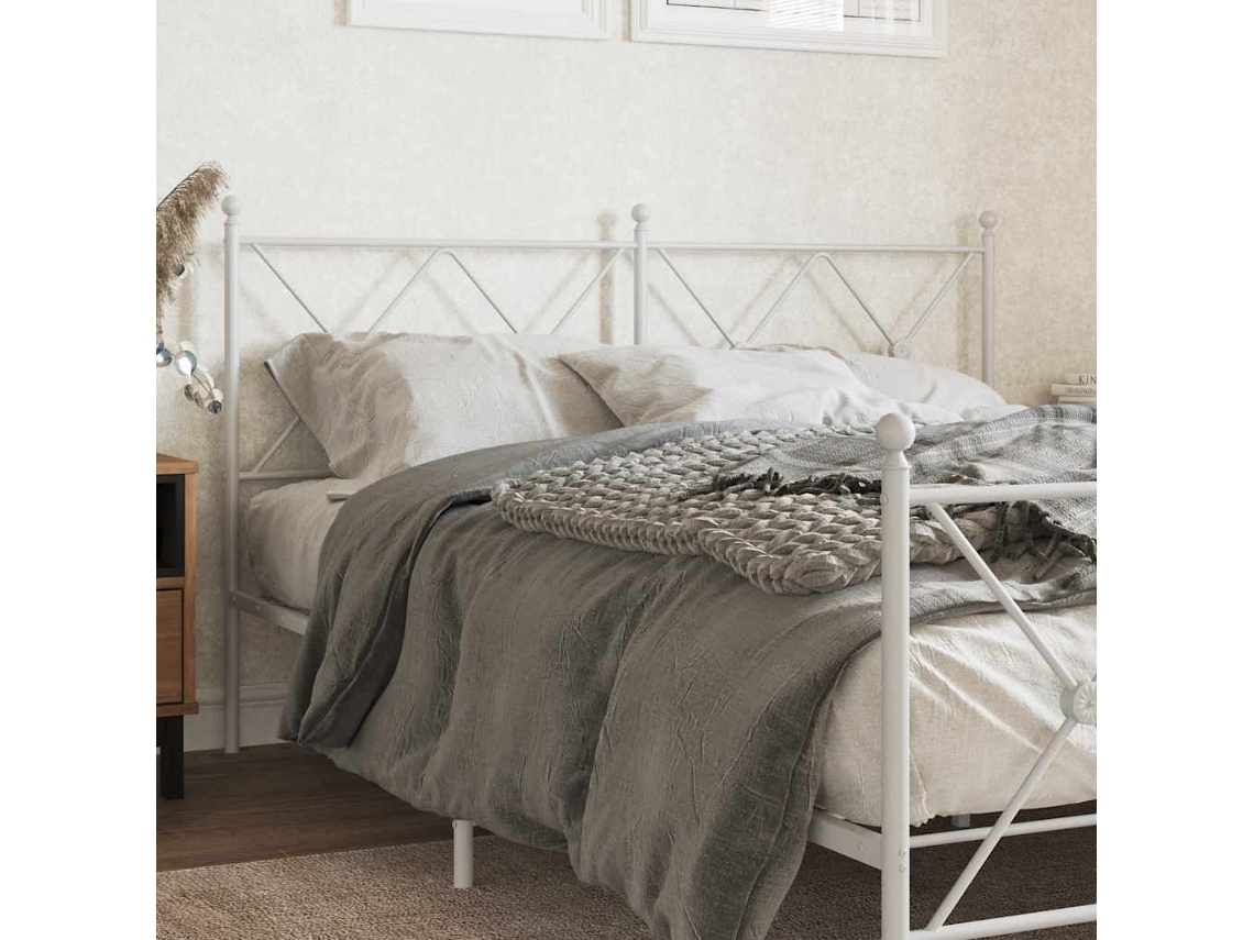 Vidaxl Cabeceira de Substituição 160 Cm Metal Branco