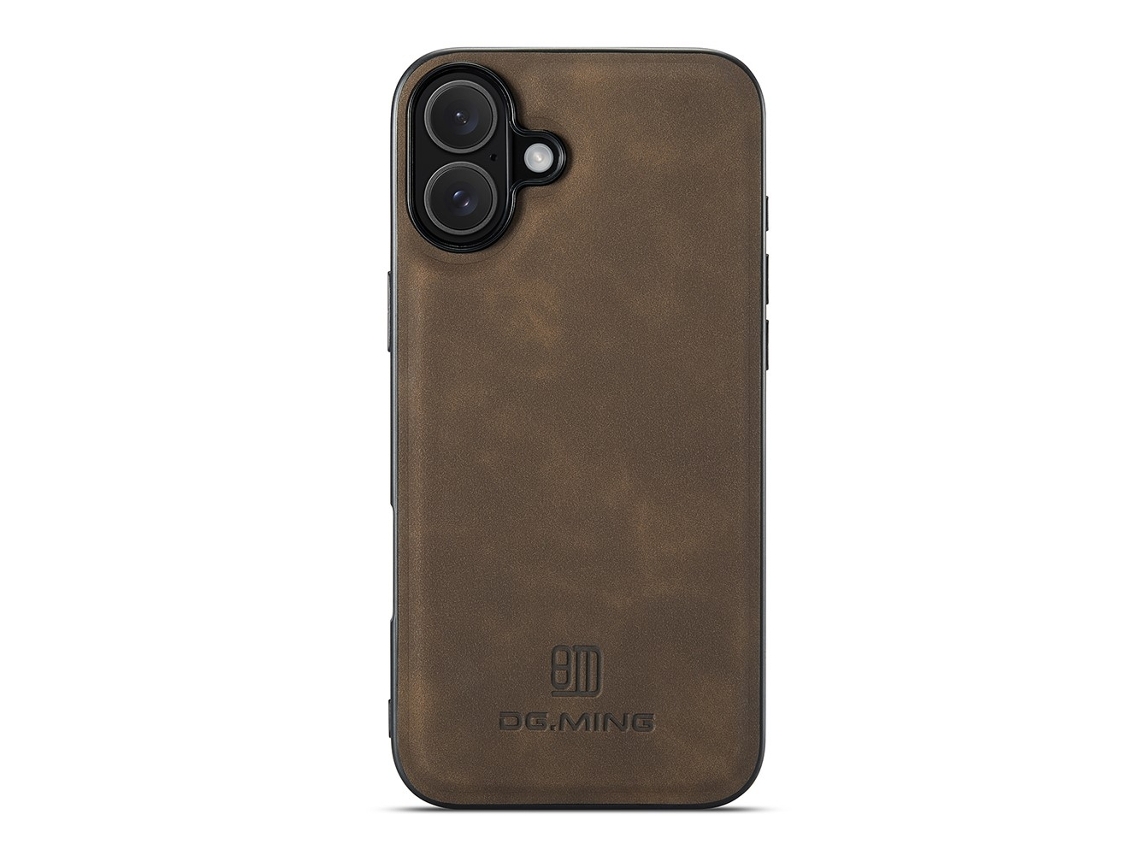 Capa Híbrida Premium Em Couro Pu Dg Ming Para Iphone 17 - Marrom Escuro