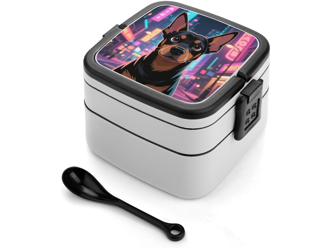 Pinscher Miniatura De Lancheira Bento Empilhável Com Tampas, Térmica Para Adultos, À Prova De Vazamentos, Com 2 Compartimentos