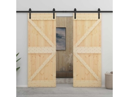 Vidaxl Porta Deslizante 2 Unid. 100 X 210 Cm Madeira De Pinho Maciça