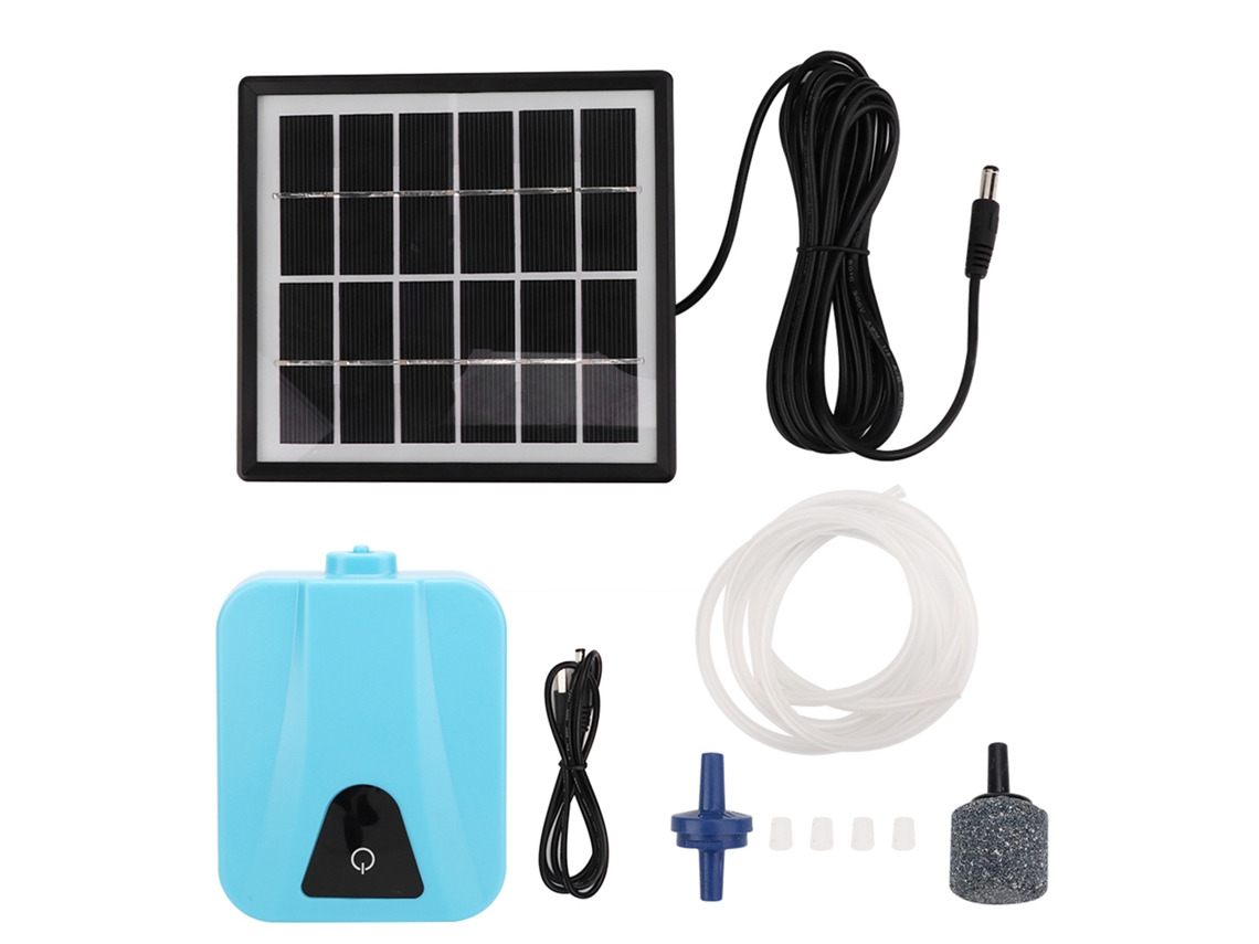 Bomba de Ar Solar Ap003 Aerador Oxigenador para Aquários Uso Duplo Ac/dc Bateria Recarregável 2l/min | S/MARCA