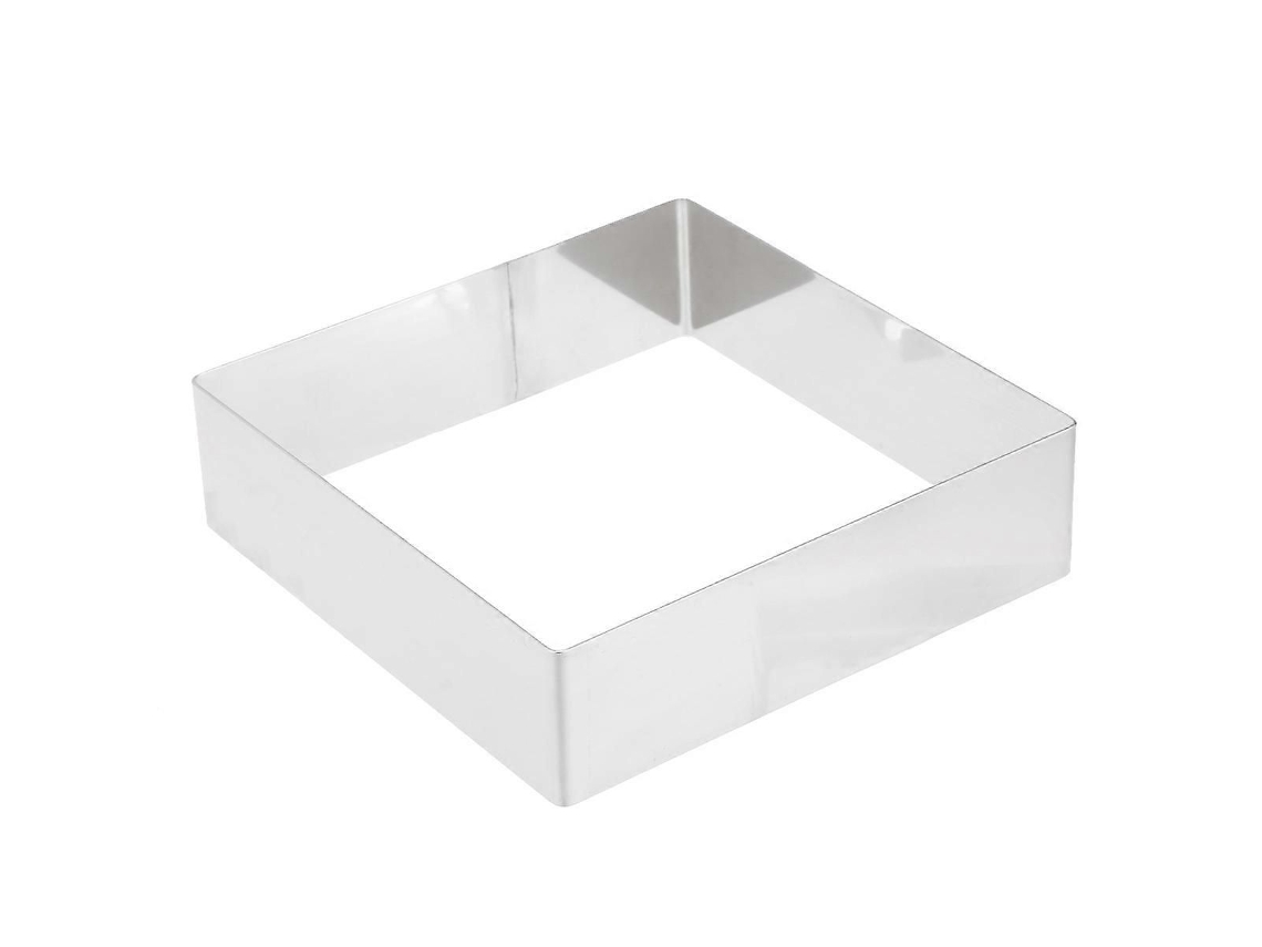 Forma De Mousse Quadrada Em Aço Inoxidável, Aro De Bolo E Cortador, 14 Polegadas, Prata