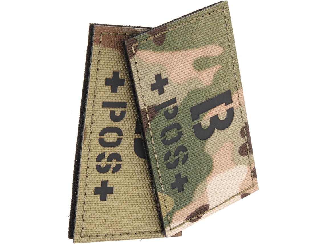 Nuobesty Conjunto De 2-patches Refletivos Camuflados Com Indicação Sangue Tipo B Positivo Para Roupas, Patches Militares