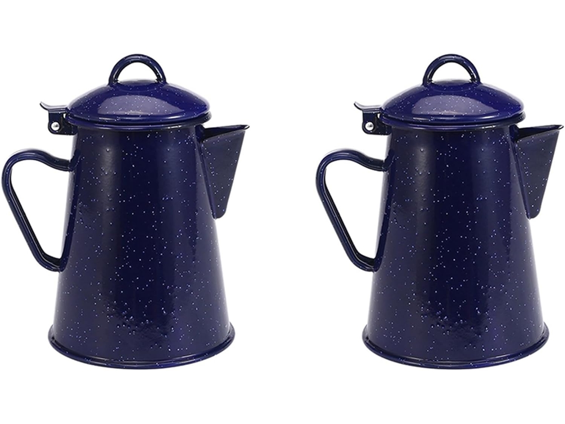 Conjunto De 2 Cafeteiras Esmaltadas Com 1 Peça Decorativa.